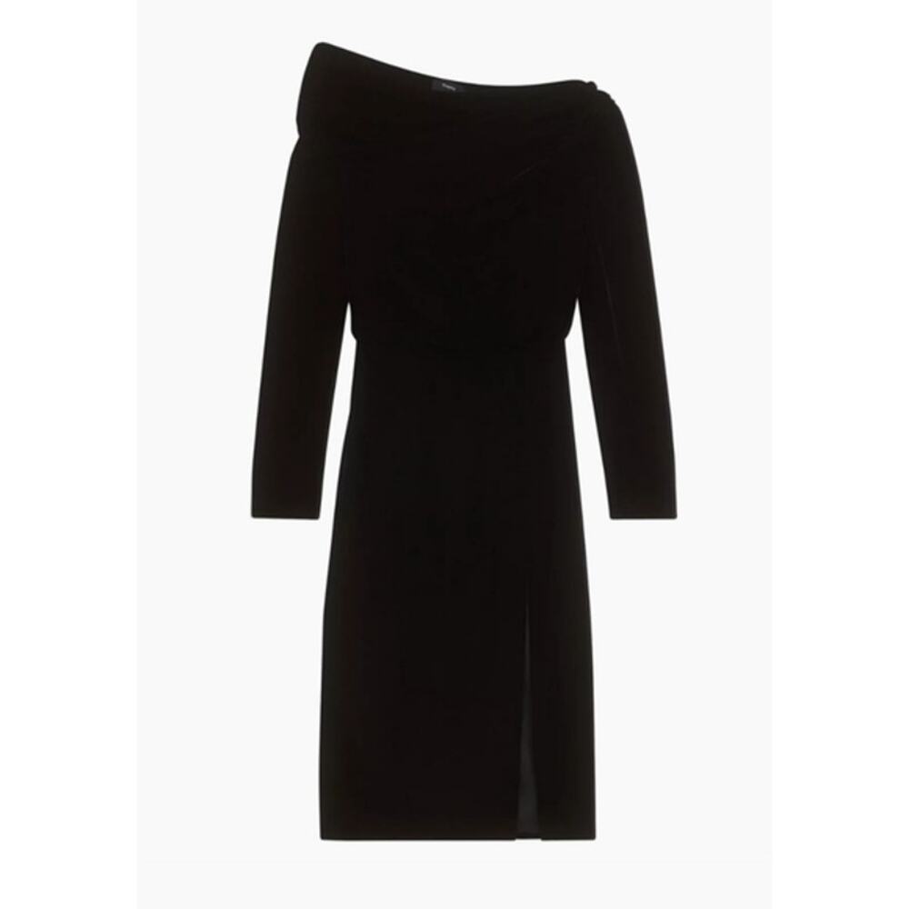 THEORY Off-The-Shoulder Velvet‎ Midi-Dress Size 2 Long Sleeves - Picture 16 of 16